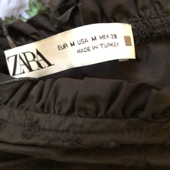 NWOT Zara Black Embroidered Puff Sleeve Mini Dress - Picture 12 of 12